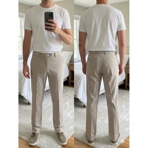 Peter Millar Crown Sport Men's Khaki Performance Golf Pants 32x32 100% Polyester